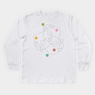 One Line Drawing Mid Century Modern Kids Long Sleeve T-Shirt